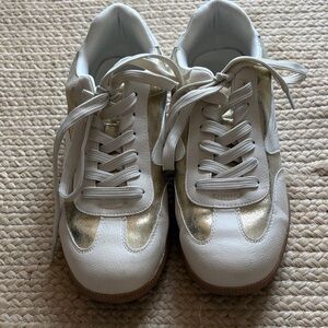 Dolce Vita White and Gold Leather Sneakers
